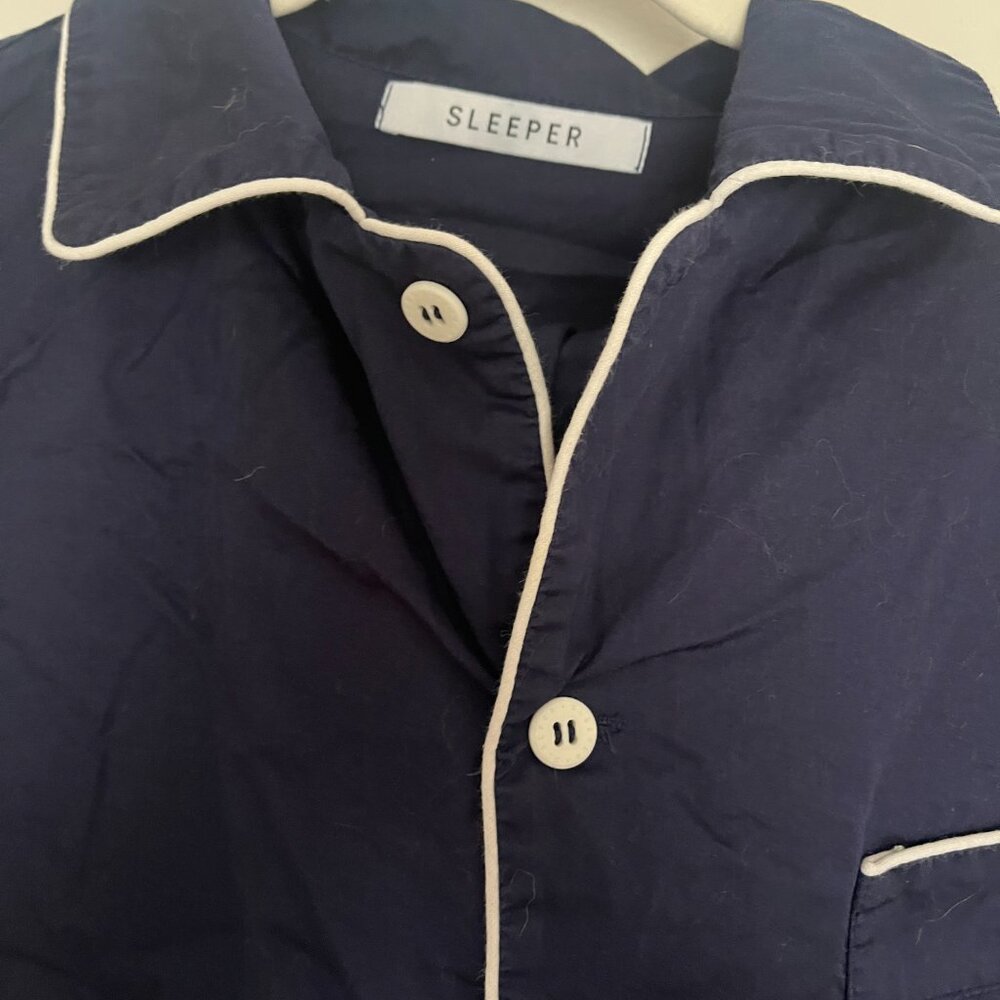 Sleeper Navy/White Piped Pajama Set - image 2